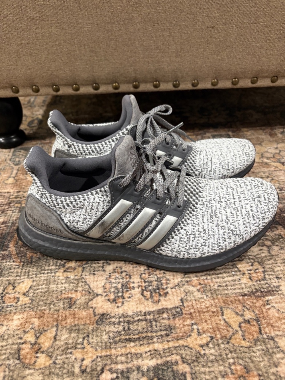 Adidas Ultra Boost - Gray and Silver Knit Running Shoes